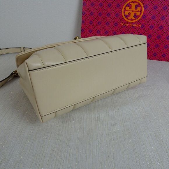 TORY BURCH Kira Leather Bag Crossbody Top Handle Satchel BRIE Purse NWT $648 - Picture 5 of 12